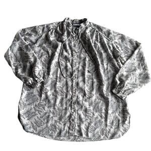 Givenchy for chesa VTG Botanical Print 70s Button Up Puff Sleeve Blouse Shirt 8